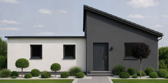 Moderner Entwurf eines Einfamilienhauses in Chemnitz-Altchemnitz mit barrierefreiem Wohnen und lichtdurchfluteter Architektur.